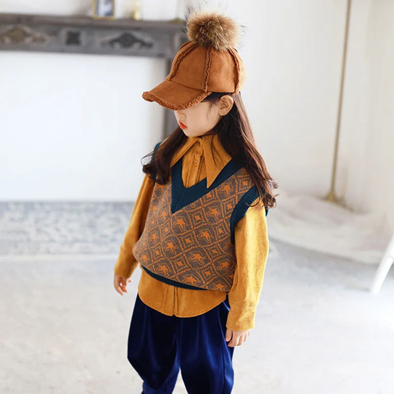 Детские комплекты одежды новинка весенний детский коричневый свитер со звездами