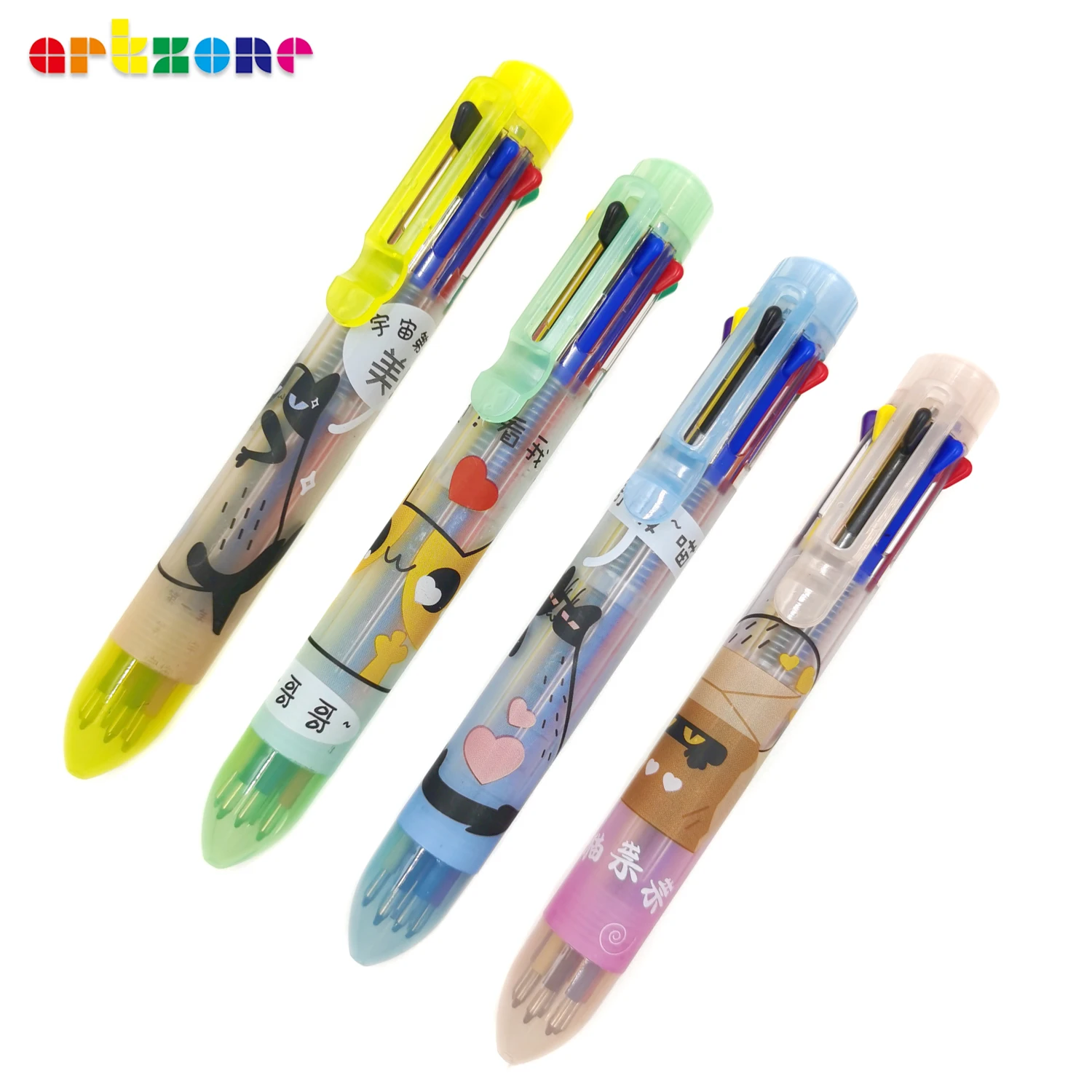 

4PCS/LOT Rainbow 8 Colors Ballpoint Pen Creative Kawaii Multicolor Ballpen Fashion School Office Writing Supplies for Kids