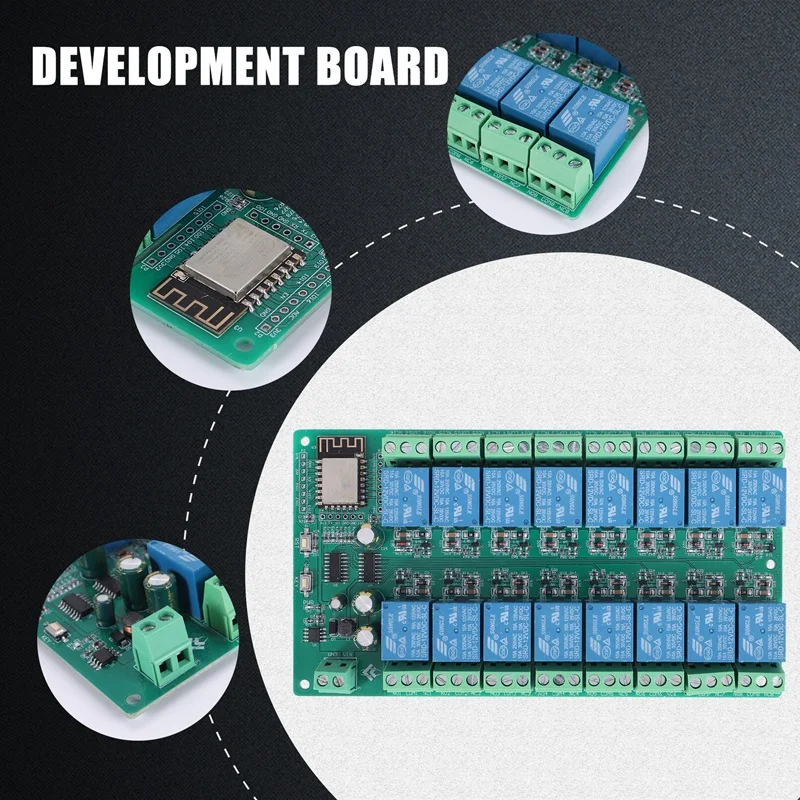 ESP8266 WIFI 16 Channel Relay Module ESP-12F Development Board Power Way Supply Mode 12V