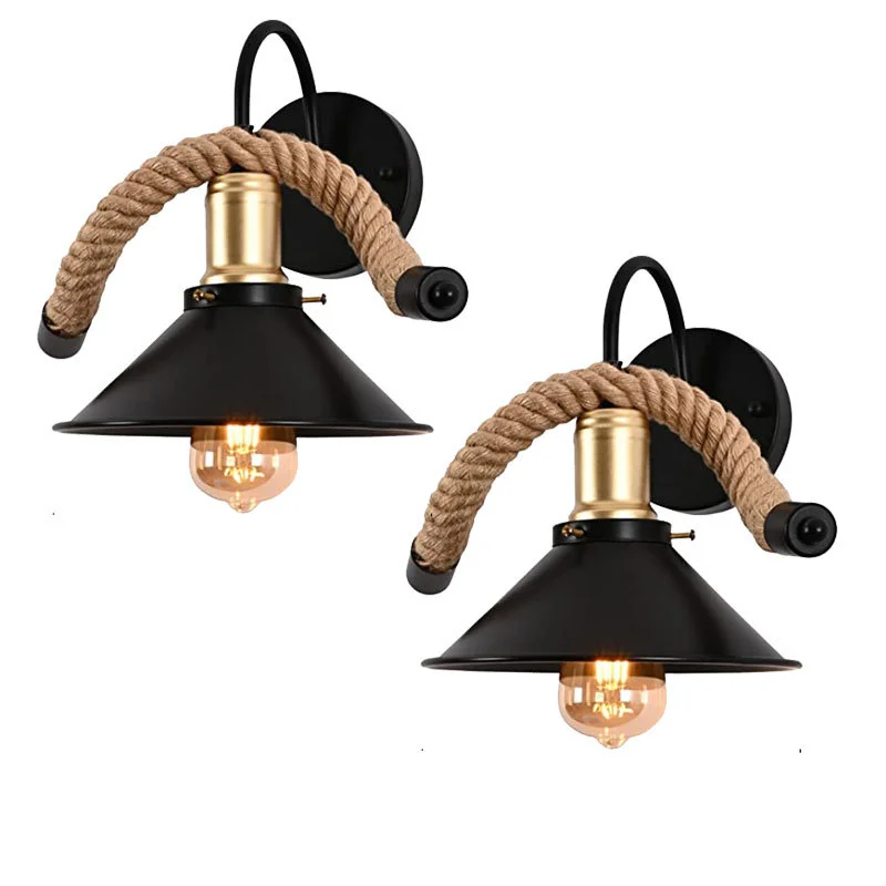 

American retro twine wall lamp creative industrial wind corridor corridor cafe balcony corridor iron art wall lamp