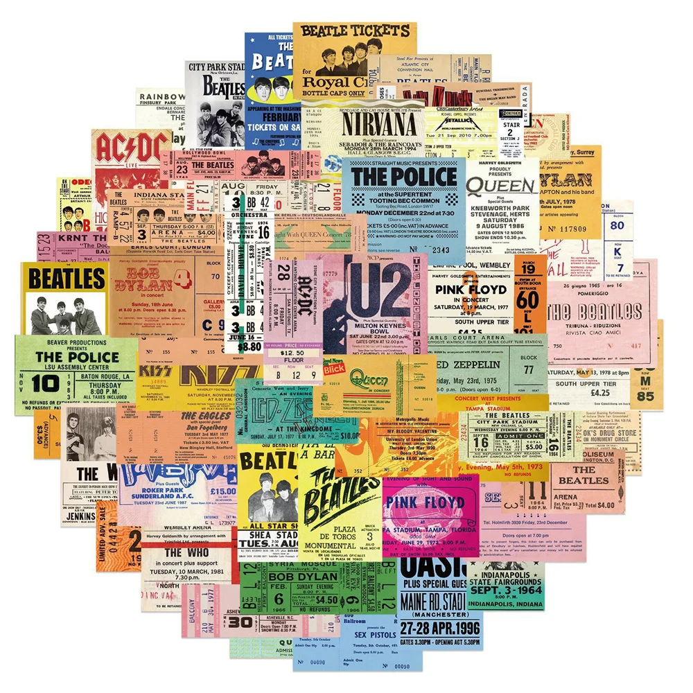 

10/30/50PCS Retro Tickets Band Personalized Stickers Hand Account Laptop Suitcase Refrigerator Skateboard WaterproofDIYWholesale