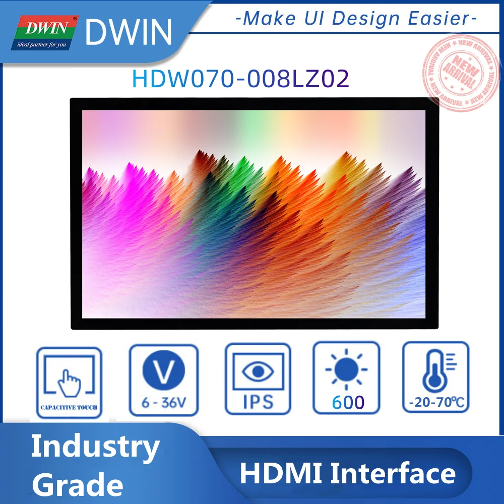 DWIN 7 Inch 1024*600 HDMI LCD Module Multimedia Raspberry Pi 600nits Multipoint IPS Screen Capacitive Touch HDW070-008LZ02