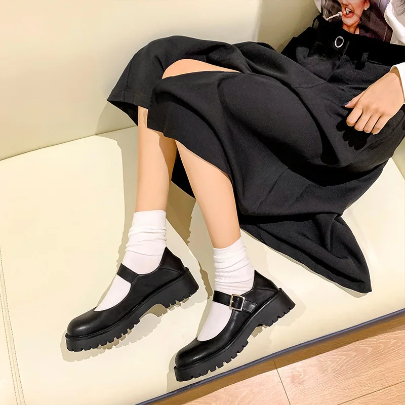 

Women's Shoes Thick Bottom Summer New Genuine Leather Mary Jane Shoes Female Fashion Retro Lady Student Girl Shoes