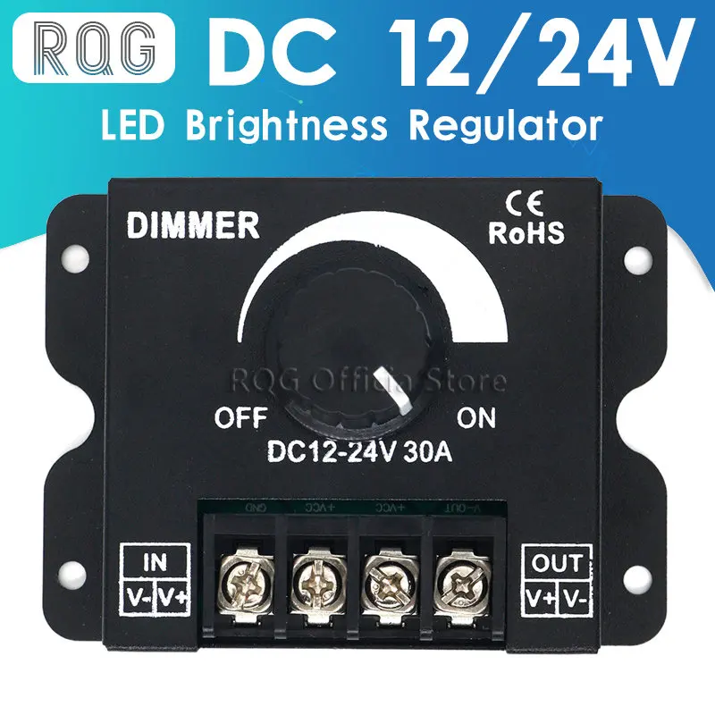 

LED Dimmer Adjustable Brightness Lamp Bulb Strip Driver Single Color Light Power Supply Controller 30A DC 12V 24V 360W