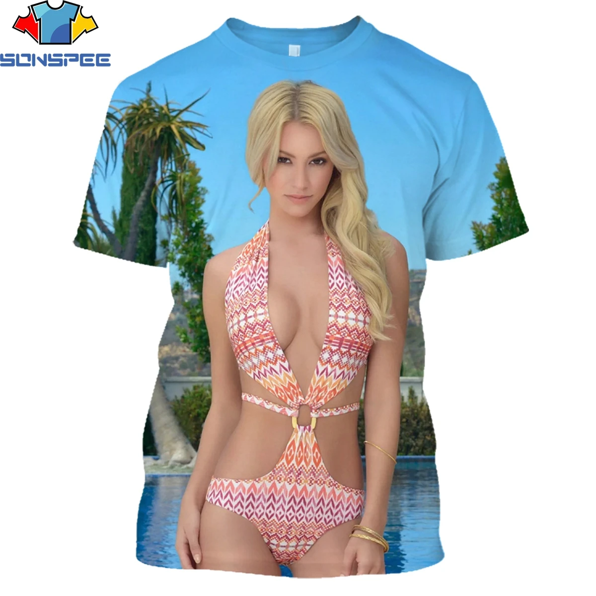 

SONSPEE Summer Beach Bikini Model Print Shirt 3D Men Women T-shirt Casual Fashion Passion Otaku Oversize T-shirts Man Clothing