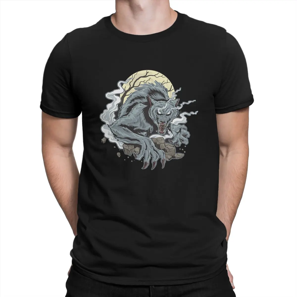 

Wolf Man T Shirt Men Cotton Awesome T-Shirt Crewneck Popularity Trend Tees Short Sleeve Tops Original