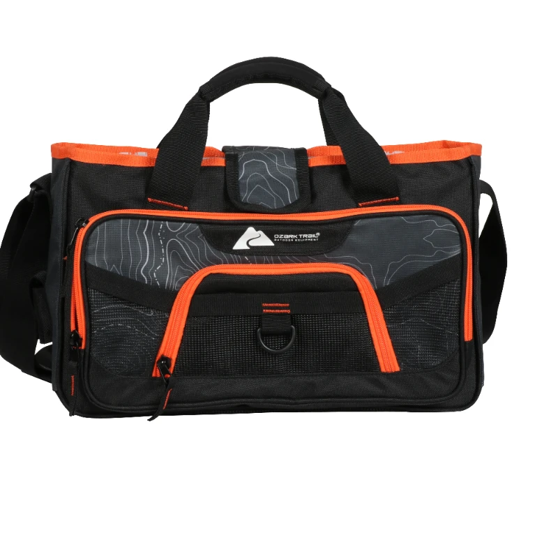 Shoreline Mesh Bottom Fishing Tackle Bag, Black Topography