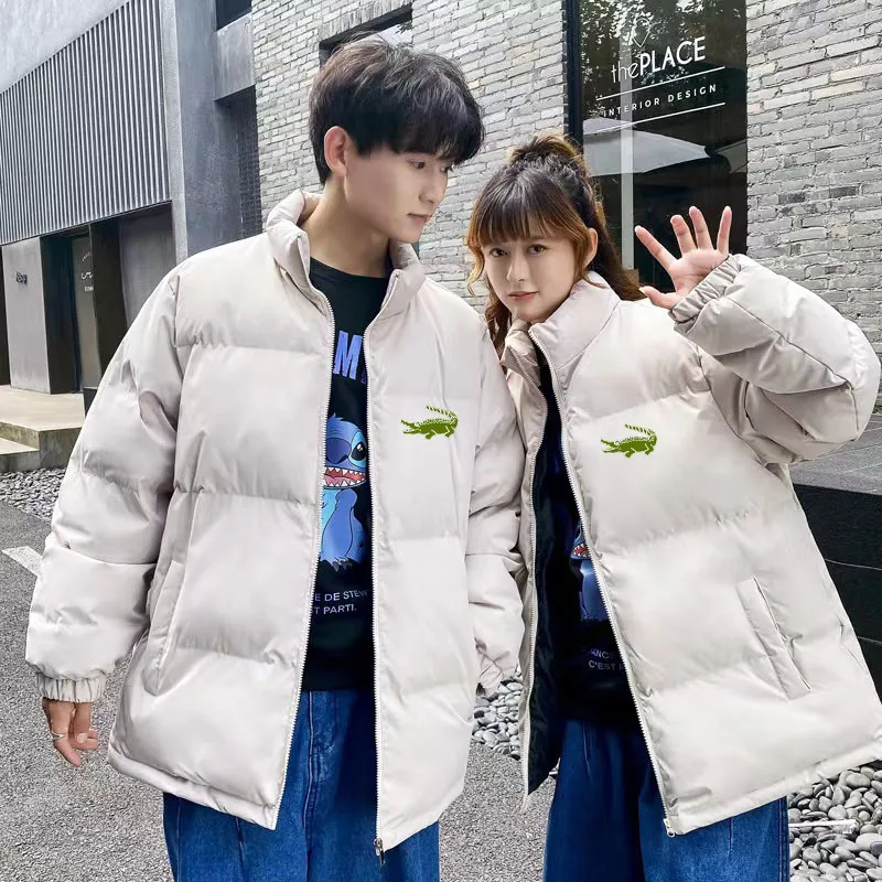 

2022 New Style Couple Down Cotton Coat Youth Winter Thickened Warm Bread Coat 2D Print Stand Collar Cotton Coat Loose Coat Male