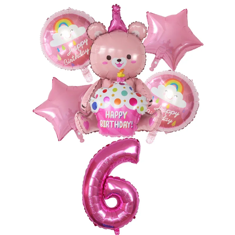 Фольгированный воздушный шар в виде медведя 1 2 3 4 реквизит для фотосъемки на день