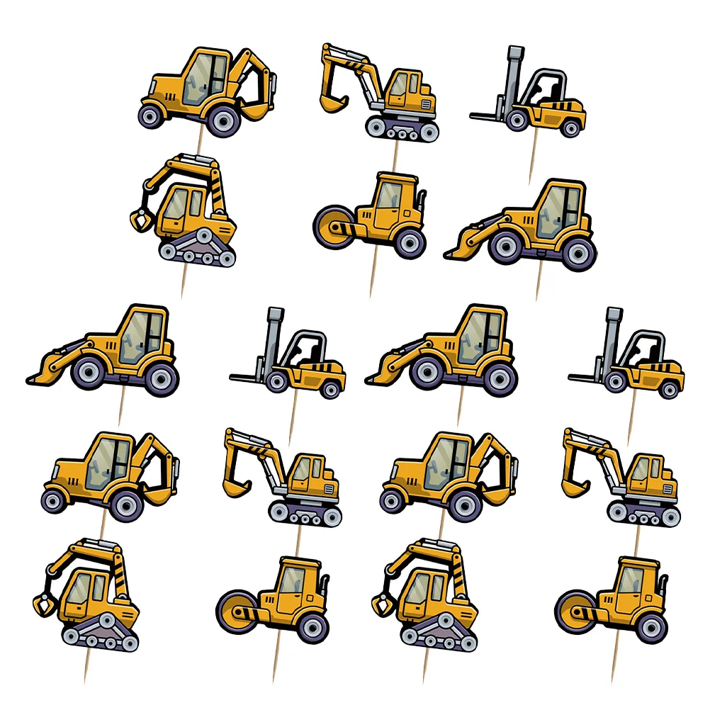

Cake Truck Construction Cupcake Topper Picks Engineering Toppers Party Supplies Excavator Transportation Birthday Tractor