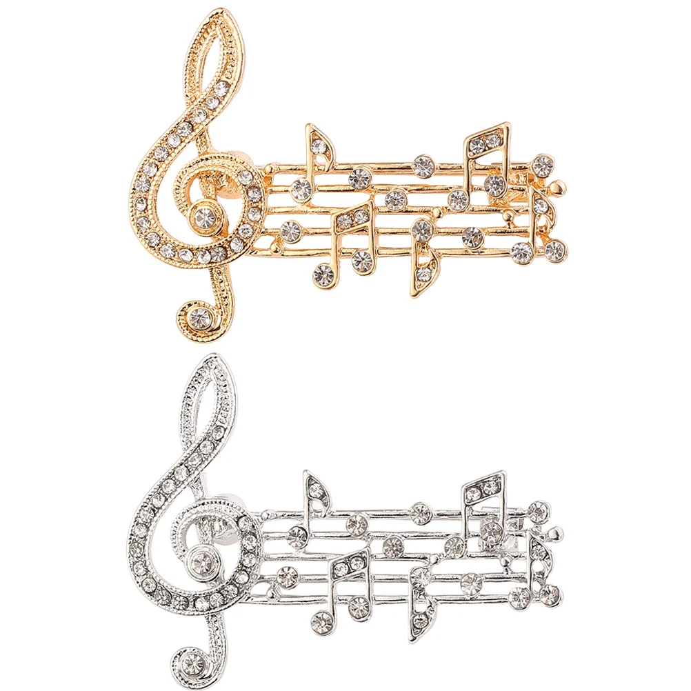 

2 Pcs Musical Note Brooch Childrens Gifts Collar Brooches Sweater Collar Chain Alloy Women Brooches Pin Backpack Pin Miss