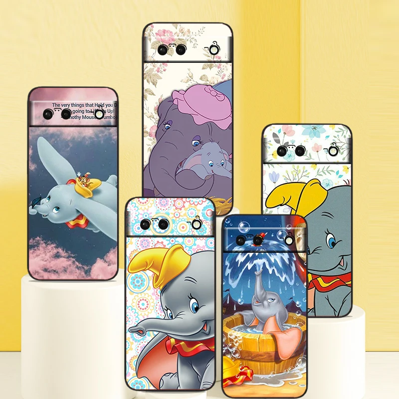

Disney Dumbo Cartoon Phone Case For Google Pixel 7 6 Pro 6A 5A 5 4 4A XL 5G Black Shell Soft Cover Fundas Coque Capa