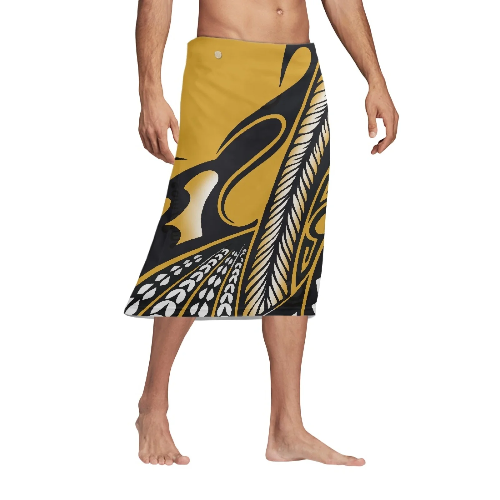 

Мужская пляжная юбка до колен, летняя повседневная Свободная юбка в винтажном стиле с татуировками, гавайский тотем, гавайский принт
