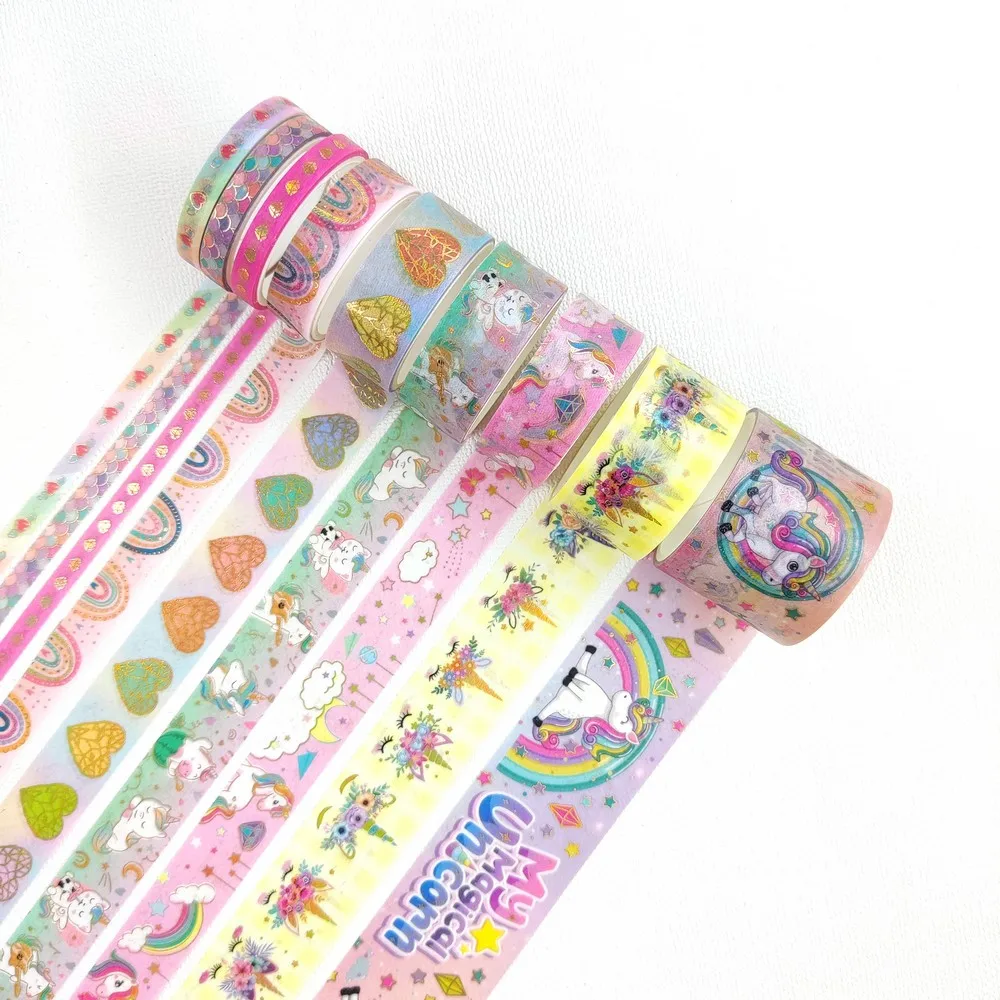 

20Roll Gold Foil Unicorn Theme Washi Tape Cartoon Children's Gift's Masking Tape Scrapbooking Adhesive Stationery Deco Tape