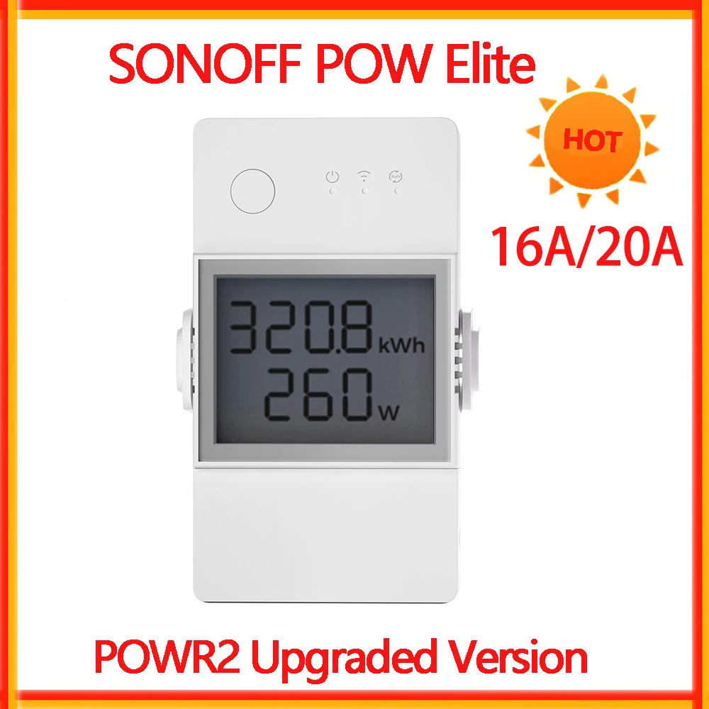 SONOFF POW Elite 16A 20A Wifi Smart Power Meter Switch Power Current Voltage Real-time Cumulative Power Consumption Save Energy