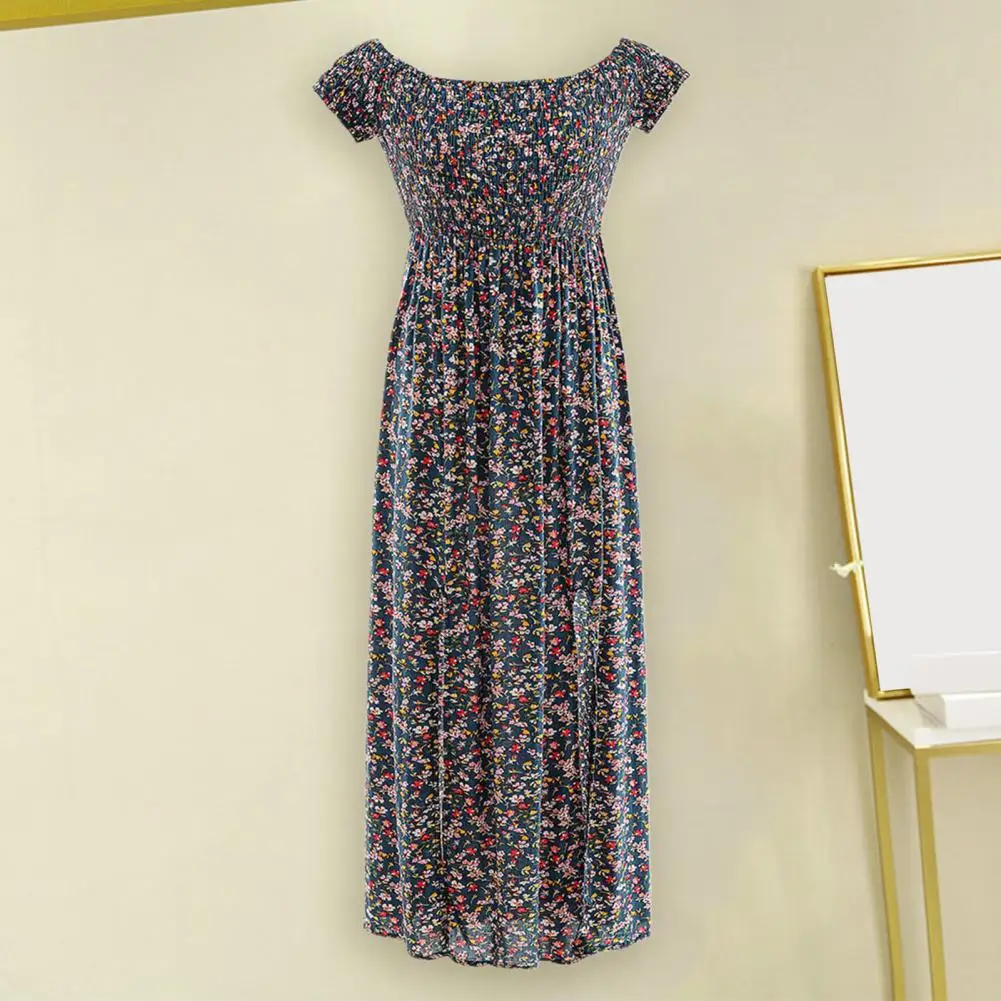 

Popular Sexy Dress Short Sleeve 3D Cutting Boho Style Floral Print Beach Dress Anti-pilling Women Dress Streetwear