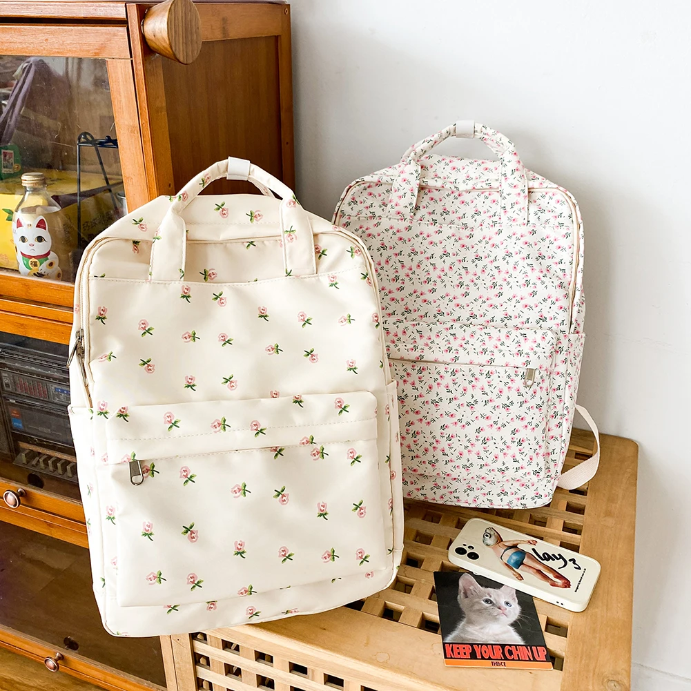 Женский студенческий рюкзак для колледжа вместительная холщовая двойная сумка