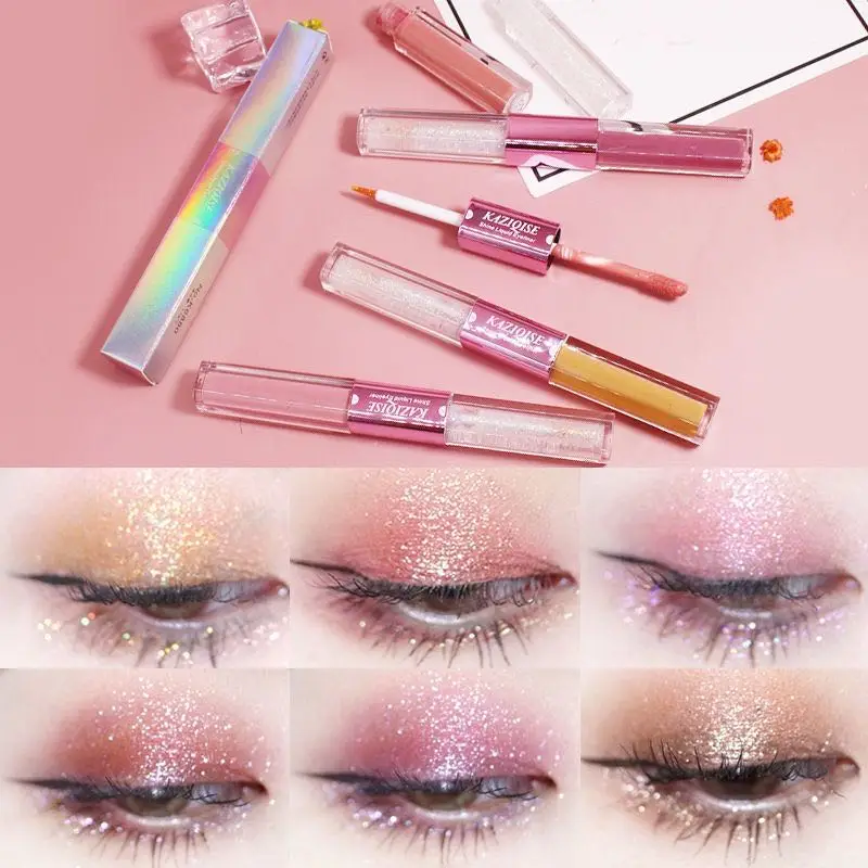 

Wholesale 20Pcs Two-Color Eye Shadow Silkworm Pen Metal Liquid Eyeshadow Diamond Glitter Eye Liner Highlighter Cosmetics