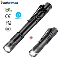 most bright portable mini pen holder flashlight pen clip torch work light waterproof pen light pocket camping outdoor flashlight