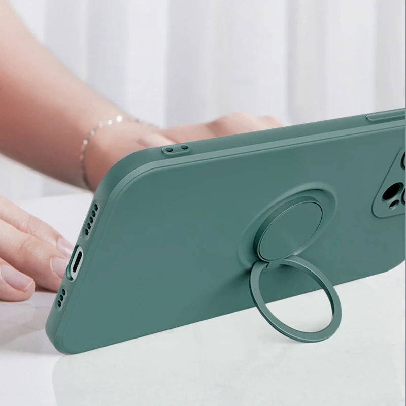 Luxury Magnetic Case For iPhone 14 13 11 12 Pro Max XS XR 8 Plus iPhone14 14Pro ProMax Soft Silicone Full Cover With Ring Holder