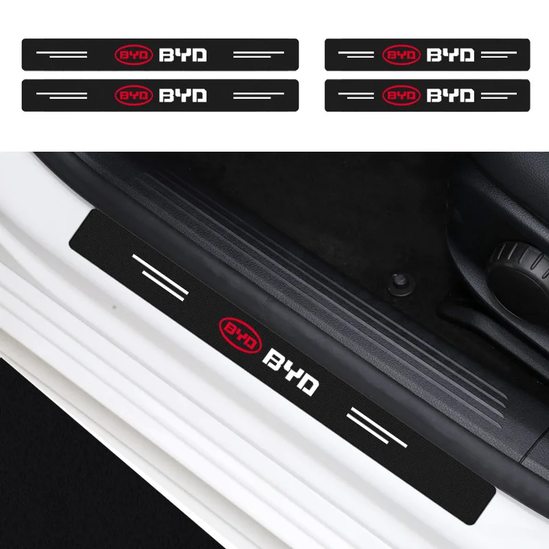 

4 pcs Car Door Threshold Stickers Carbon Fiber Protect Decors Auto Sills Decals for BYD F3 F0 S6 S7 E5 E6 M6 G3 G5 Accessories