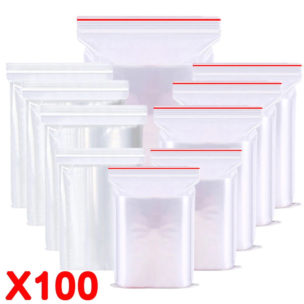 

Storage Food Packaging Jewelry Bag Plastic 100pcs Organizer Reusable Gifts Selaing Reclosable Bags For Bags Pouch Transparent