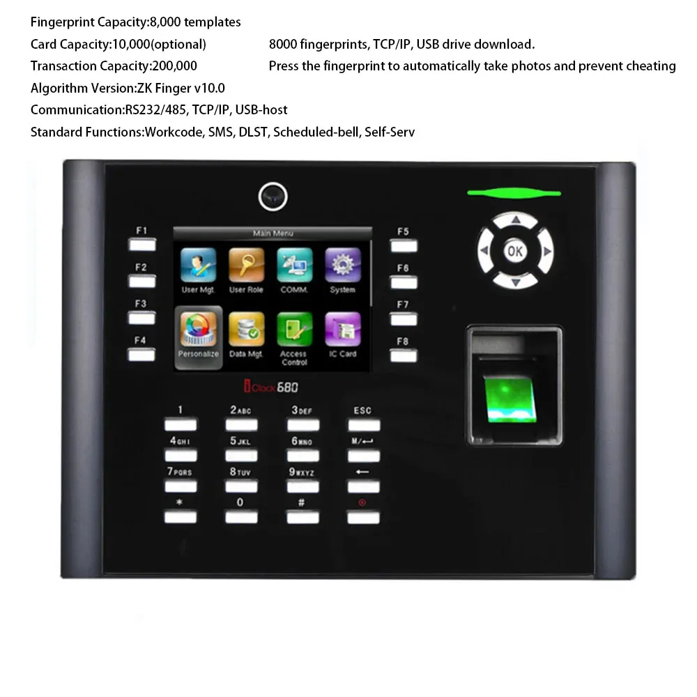 С камерой USB отпечаток пальца контроль доступа веб-сервер система управления ZK