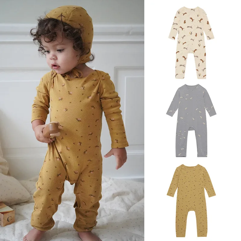 

Ins Baby Print Jumpsuit Spring and Autumn New Baby Pullover Long-sleeved Romper Nordic Style Newborn Clothes