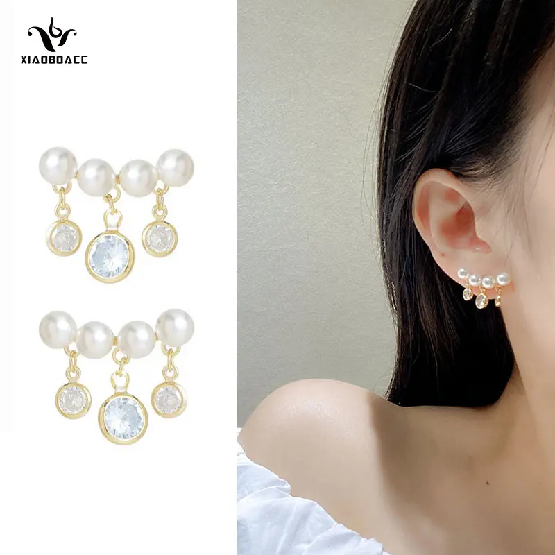 

XiaoboaCC 925 Silver Needle Pearl Earrings for Women Fashion Mini Drop Earings Jewelry Wholesale