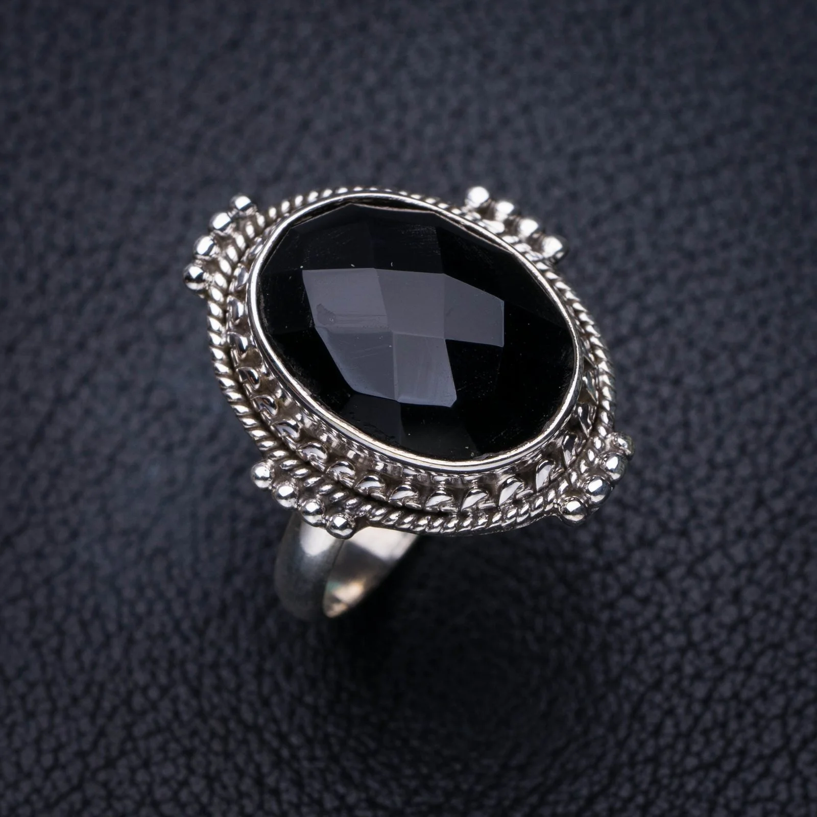 

StarGems Natural Black Onyx Handmade 925 Sterling Silver Ring 7.75 E8852