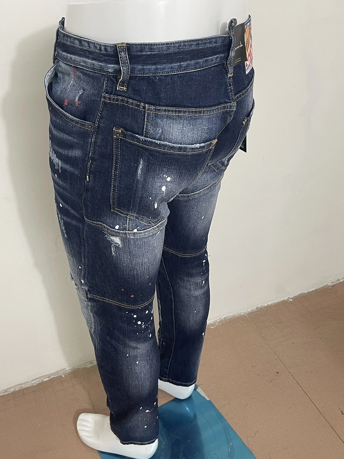 2023 spring and autumn new jeans men's D2 jeans small feet micro-elastic casual day after all the holes in the lettering tide