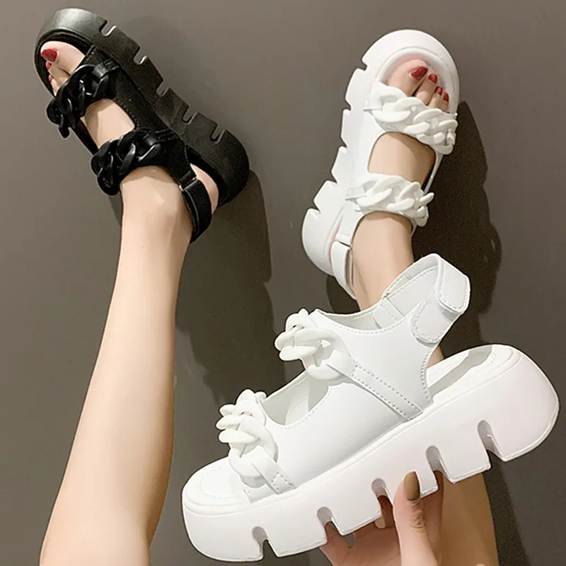 

Women Summer 2022 Platform Casual Sandals Ladies Wedges Outdoor Chain Sandals Platform Shoes Female Comfort Shoes J204