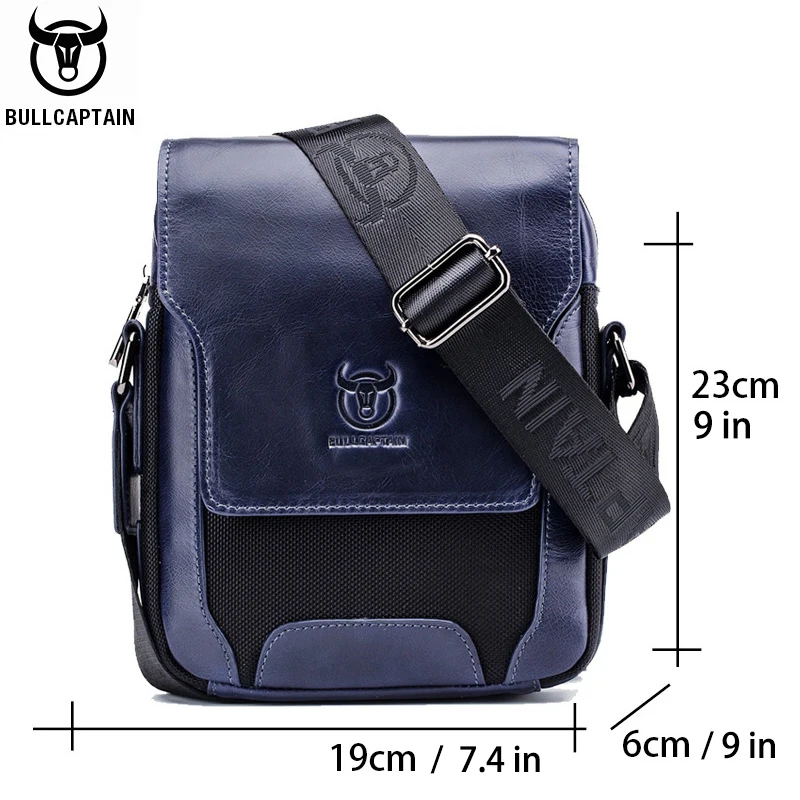 BULLCAPTAIN men's leather diagonal shoulder bag new top layer cowhide casual personality multifunctional small and medium bag