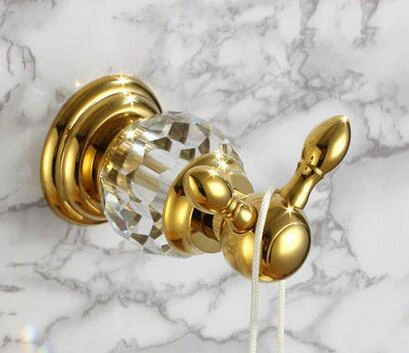 

luxury crystal & brass gold robe hook bathroom hangings gold towel rack clothes hook CY001