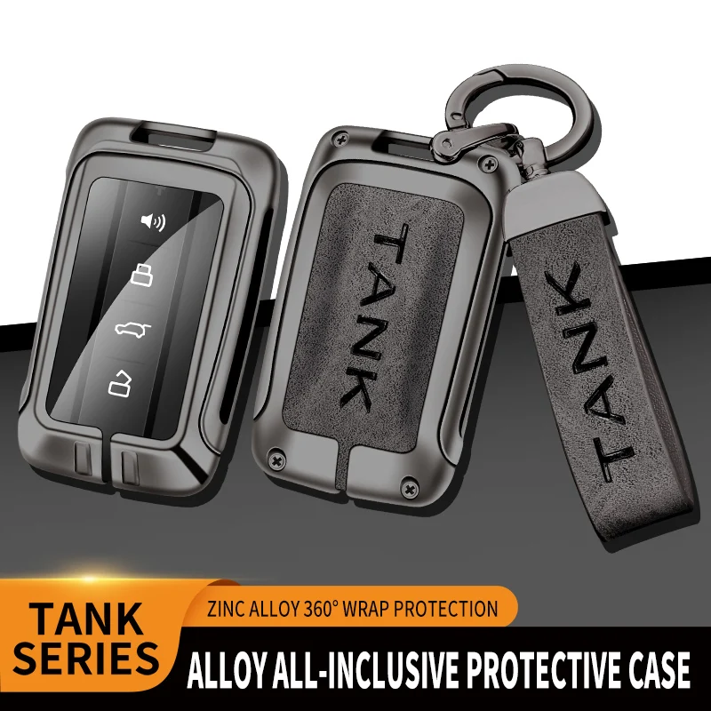 

2023 New Zinc Alloy+Leather+TPU Car Remote Key Bag Key Chain For Great Wall GWM WEY Tank 300 500 Accessory