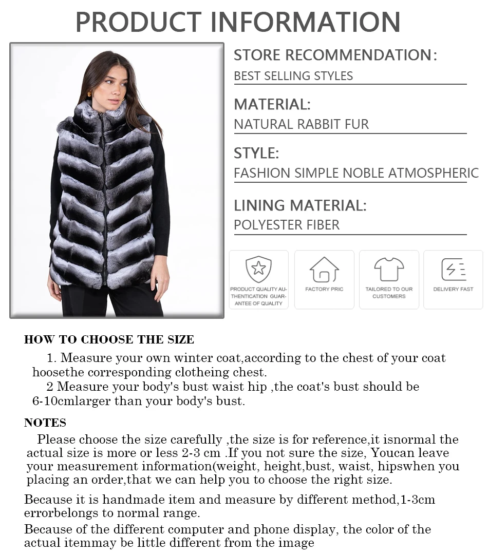 Fur Vest Women Real Rex Rabbit Fur Vest Chinchilla Fur Jacket For Women Warm Winter Vests Hot Sales images - 6