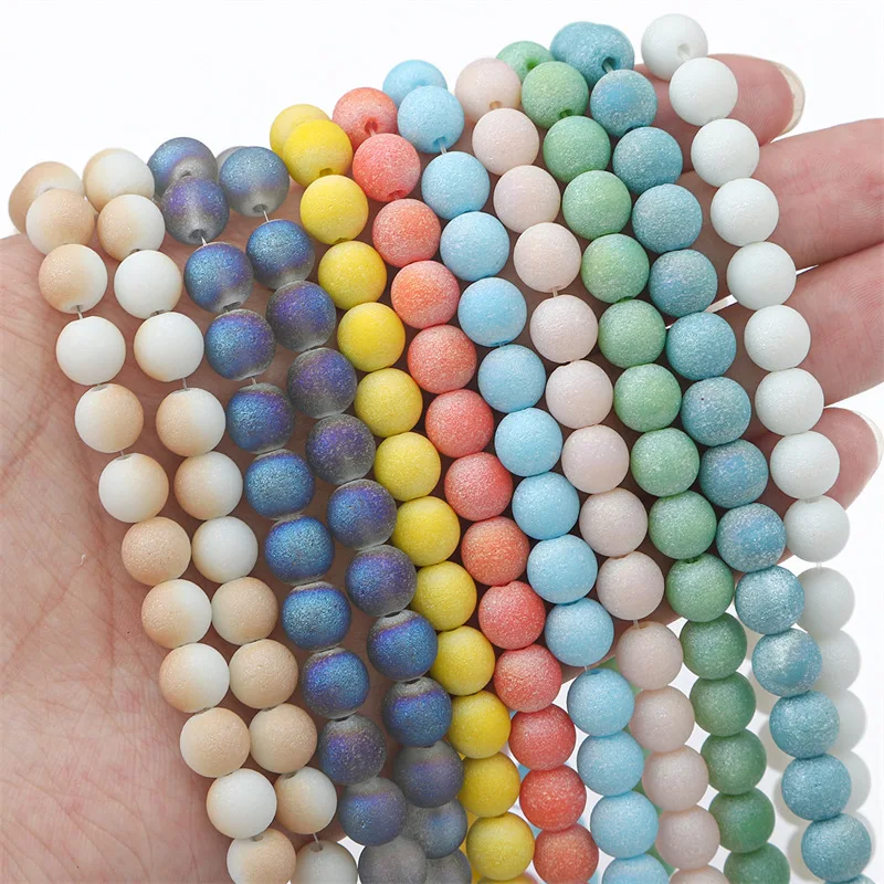

8mm Imitate Glass Flash Beads Frosted Round Beads Loose Beads Crystals Lava Jades Loose Bead for Jewelry Making DIY Bracelets