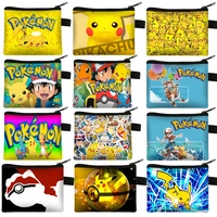 pokemon kids cartoon coin purse pikachu anime printed coin key storage bag pu wallet portable card holder clutch