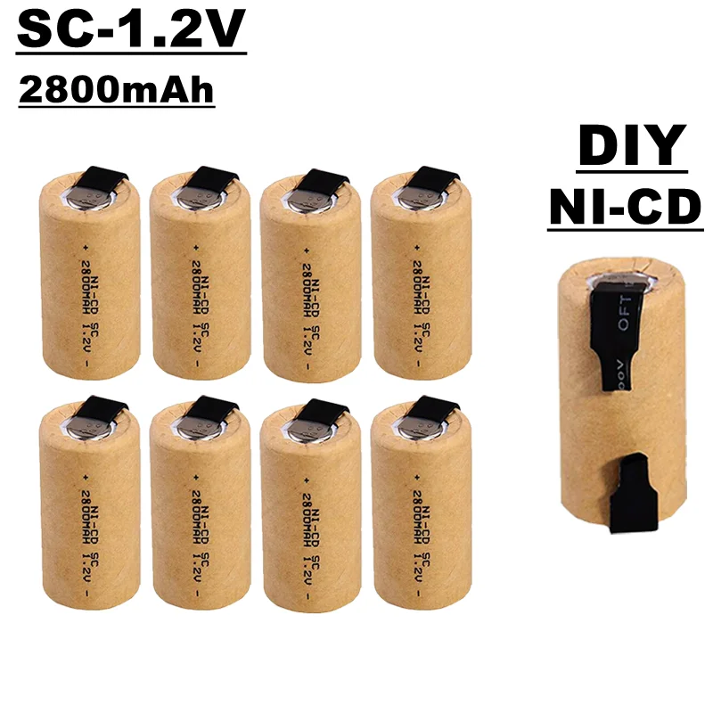 

Brand new SC nickel cadmium battery, 1.2V, 2800mah, with welding belt, suitable for replacing the battery cell of electric tools