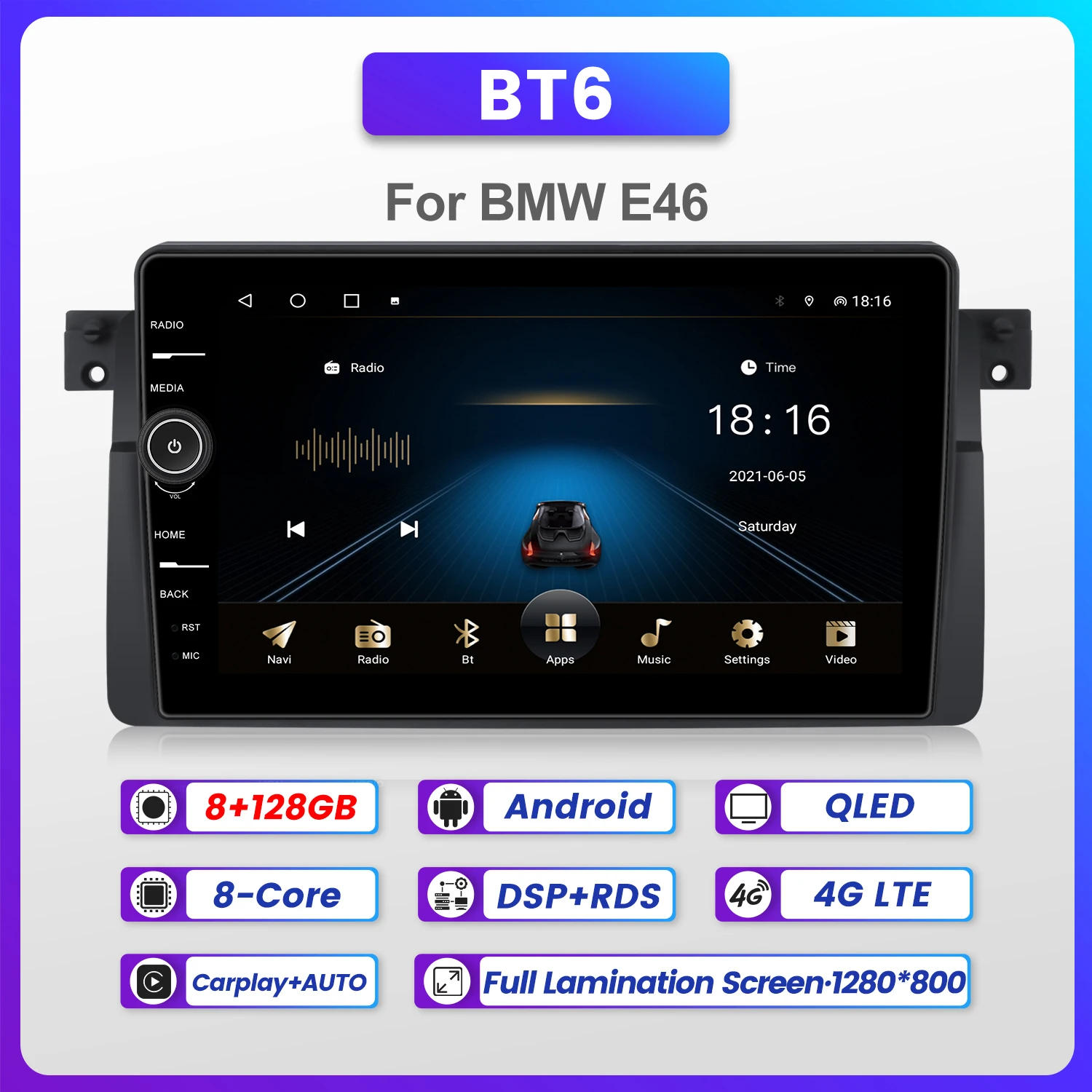 8G 128G For BMW 3 Series M3 E46 316i 318i 1998-2006 Car Android GPS Radio Stereo WIFI 8 Core 2 Din Car Multimedia Player