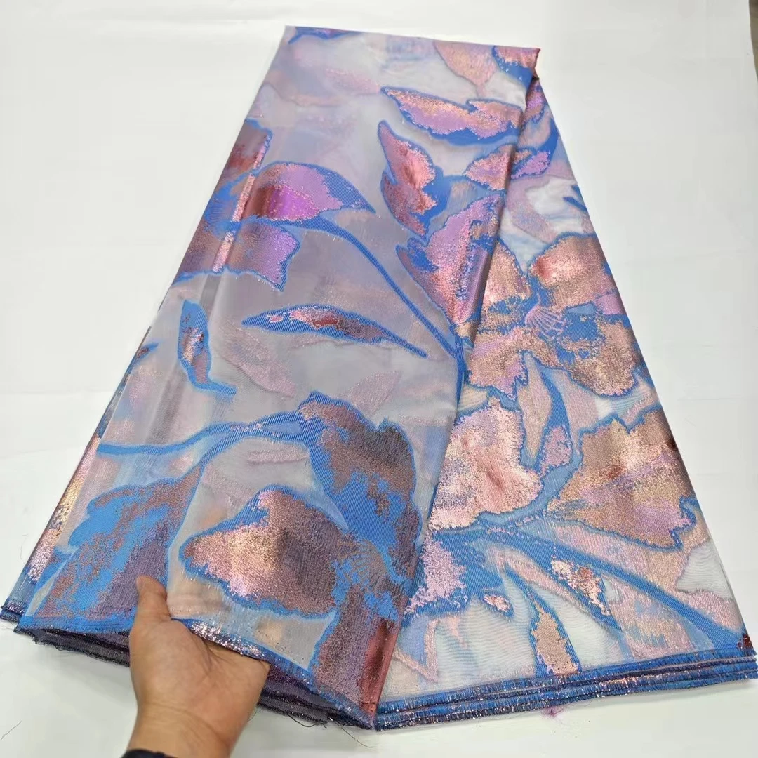 Африканская жаккардовая ткань из органзы 2024 нигерийская Дамасская тюль сетка