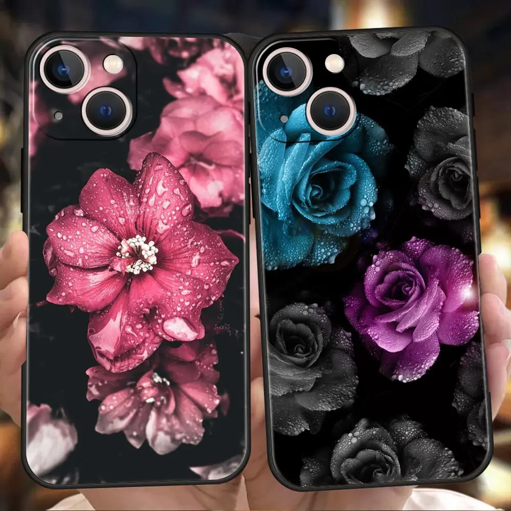 

Red Rose Art Flower Phone Case Cover For iPhone 13 12 11 Pro Max 8 7 Plus X XR XS Max SE 2020 Shockproof Silicone Soft Shell TPU