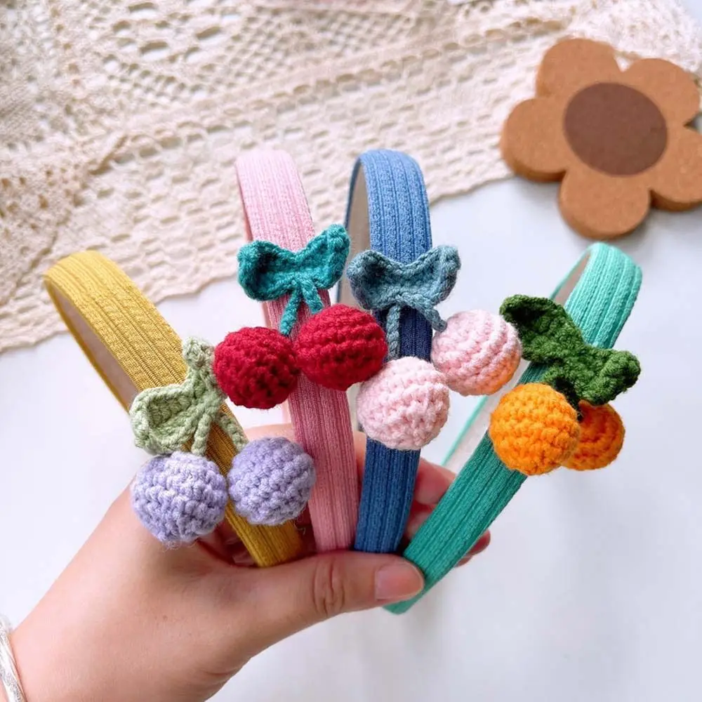 

Аксессуары шерстяной вязаный крючком обруч для волос для девочек детский обруч для волос зимний головной убор искусственный обруч Вишневый обруч