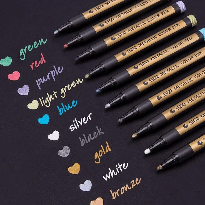 

10pcs DIY Metallic Waterproof Permanent Paint Marker Pens Gold Silver Highlights For DIY Epoxy Resin Craft Drawing Pen