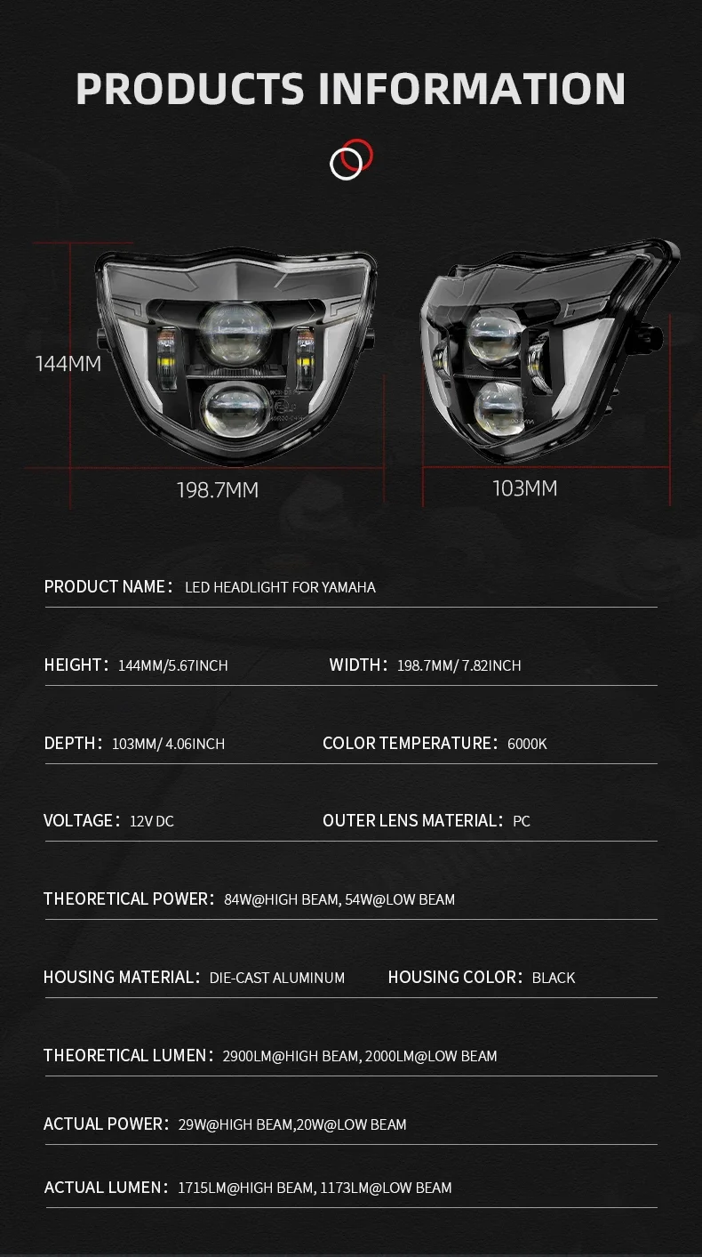 Светодиодный обтекатель фар для мотокросса эндуро маска Yamaha WR250 WR450 Dual Sport E24