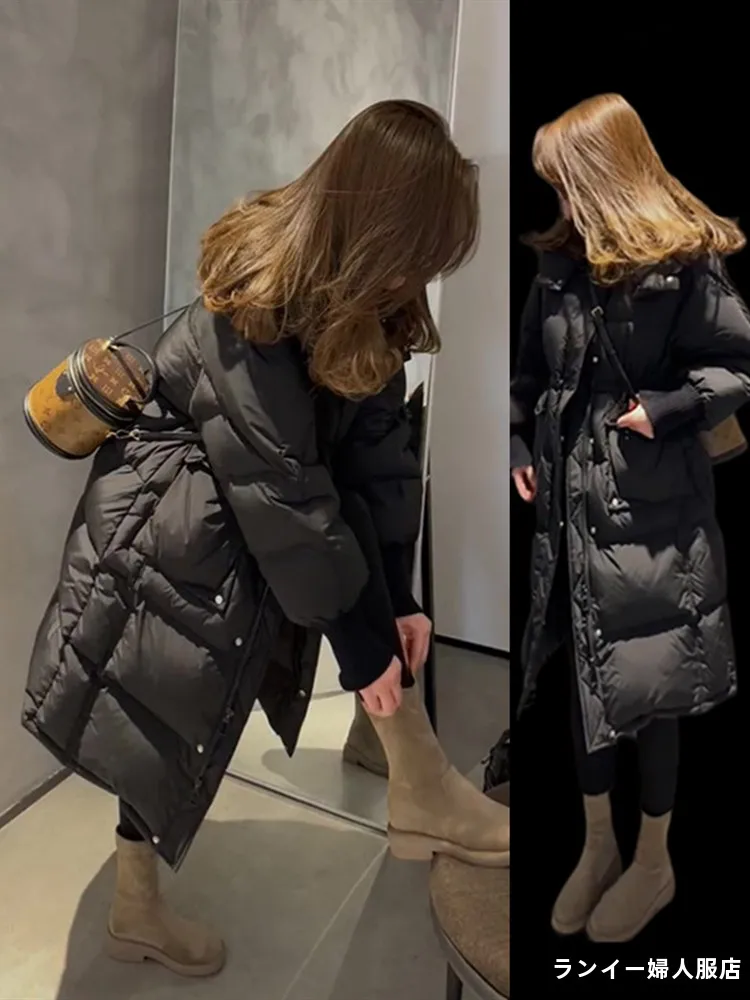 Высококачественный супер красивый пуховик средней длины верхняя одежда женская