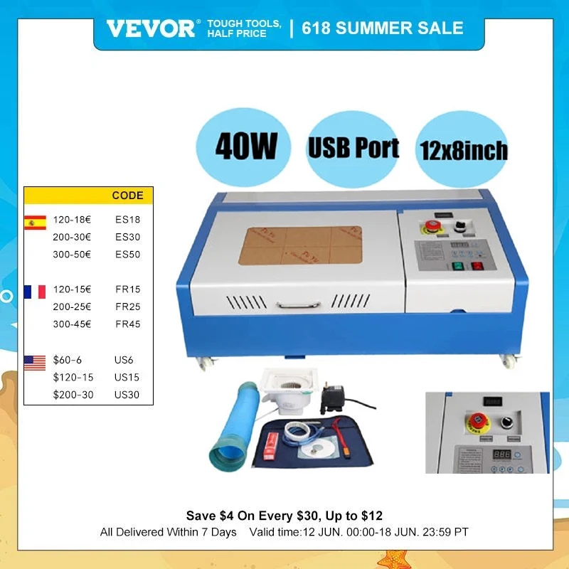 

CNC Laser Cutter Co2 Laser Engraver Laser Engraving Machine K40 USB Interface Upgraded 40W 300x200mm ​CorelDraw For Wood Acrylic