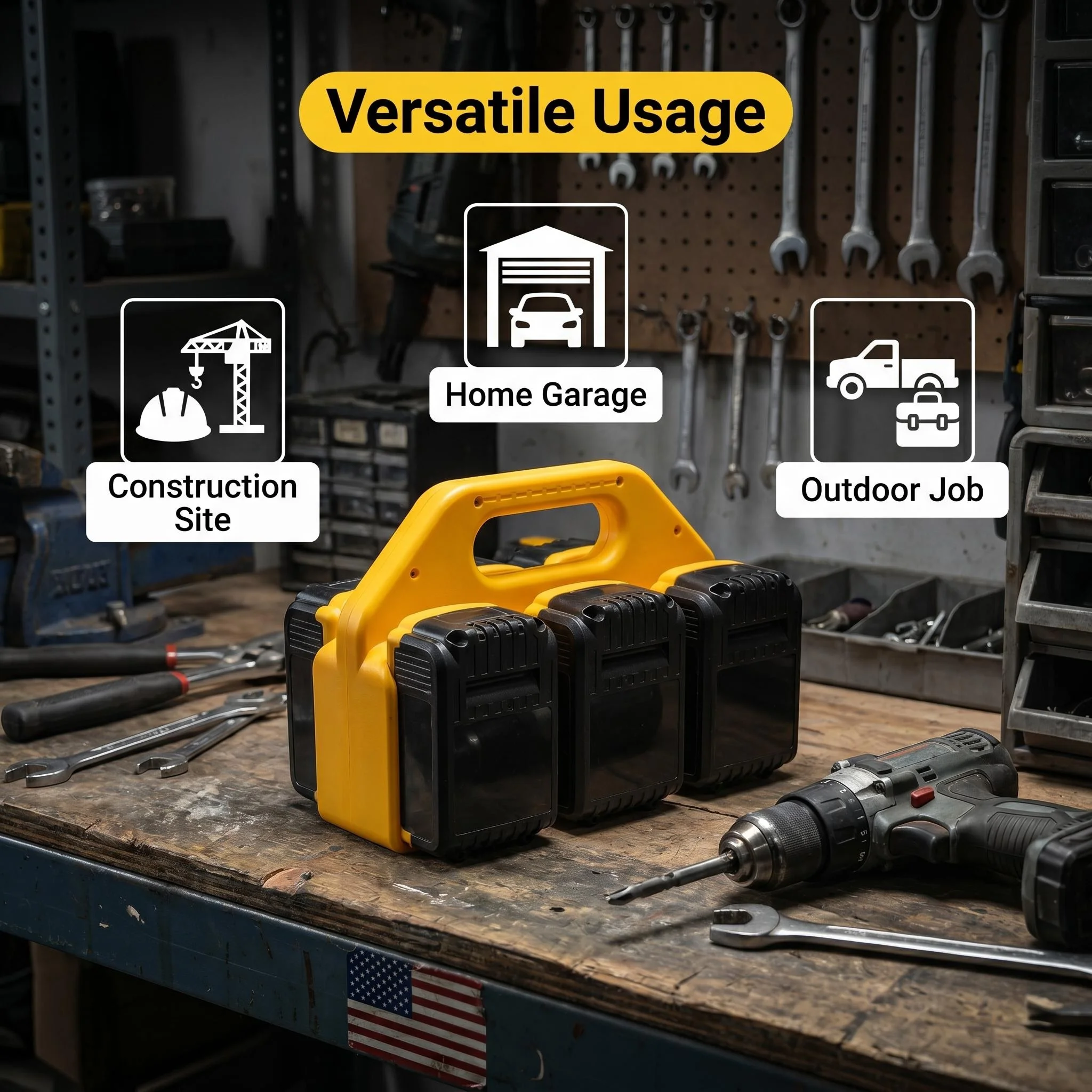 Фото Держатель для аккумуляторов Dewalt 18V, прочный органайзер на 6 слотов, портативный кейс для переноски, стойка для хранения инструментов для мастерской. №5