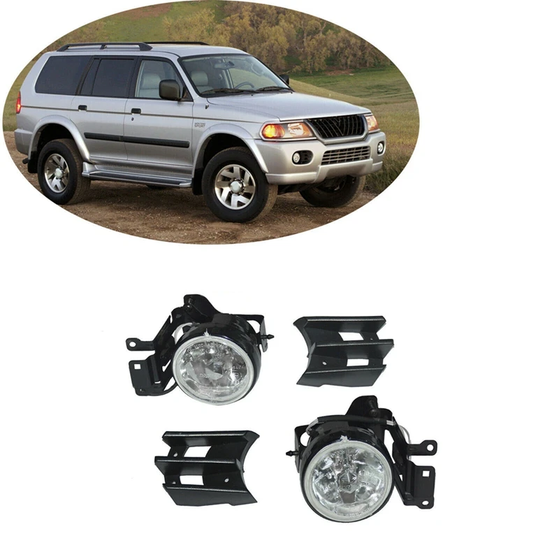 

Car Front Fog Light Headlight Fog Lamp Cover Grill Bezel Foglights Assembly For Mitsubishi Montero Pajero Sport 00-06