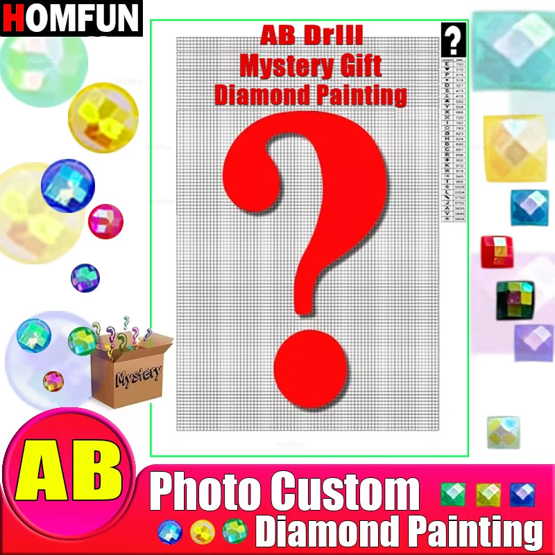 HOMFUN AB Drills Photo Custom Mystery Diamond Painting 5D DIY Mysterious Picture of Rhinestones Embroidery 3D Cross Stitch Gift